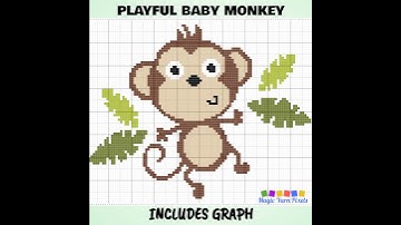 Playful Baby Monkey C2C Pattern & Chart PROMO VIDEO | Magic Yarn Pixels