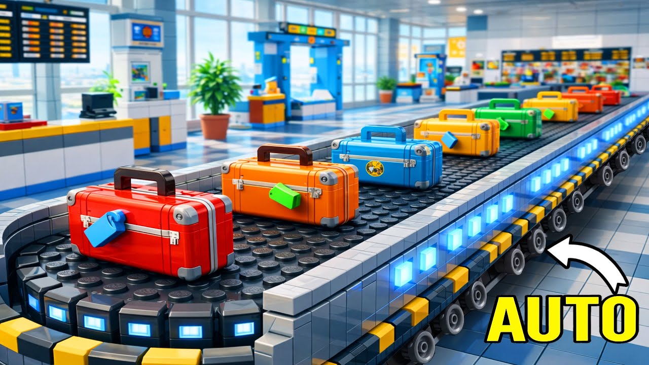 Next-Level LEGO Airport Baggage Conveyor System – Smart Automation