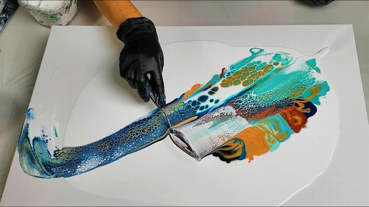 Beautiful Seascape Using Swipes & Blooms In Blues & Metallics. Tips Below In Details