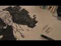 Lino printing process: A cartoon portrait of William Addison Dwiggins