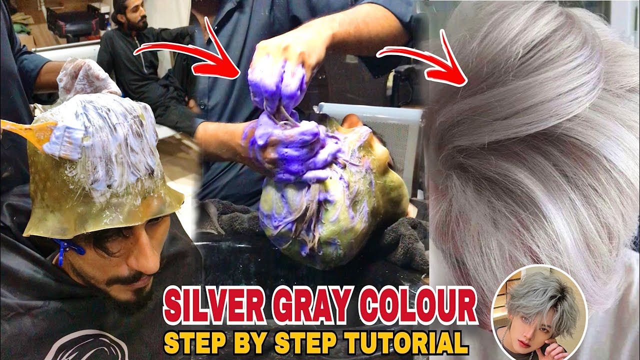Silver Hair color Highlights silver hair color kaise Kare 🔥 Silver gray ...