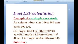 2  External static pressure(ESP) calculation for duct