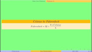 Celsius to Fahrenheit | Java Programming | program 11