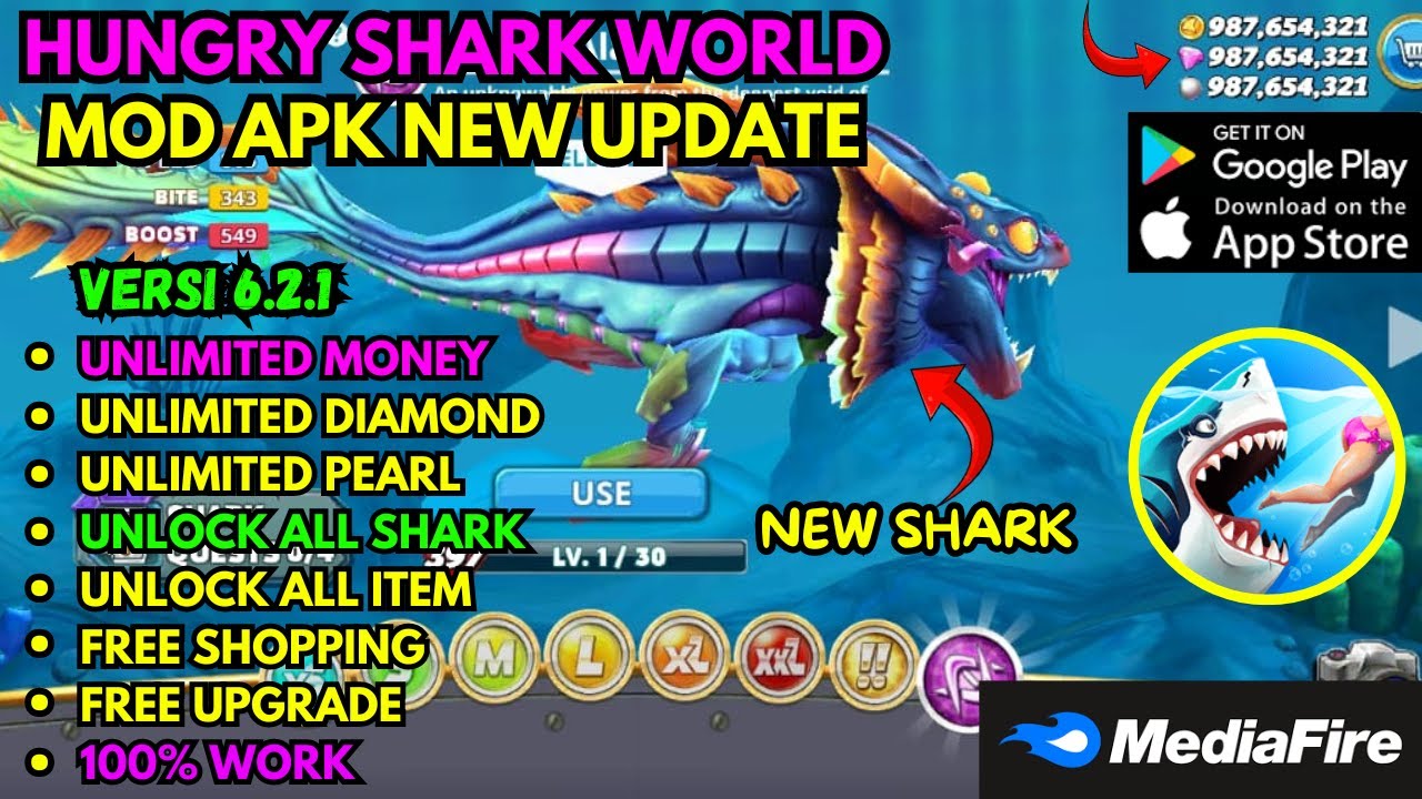 Update! Hungry Shark World MOD Apk Versi 6.2.1, (Unlimited Money/