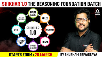 SHIKHAR 1.0 | THE REASONING FOUNDATION BATCH ( PRE + MAINS) | LAUNCHED | SHUBHAM SRIVASTAVA