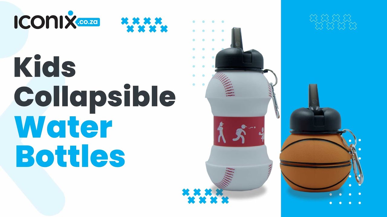 Maccabi Art Collapsible Silicone Basketball Water Bottle for Kids, 18 oz.