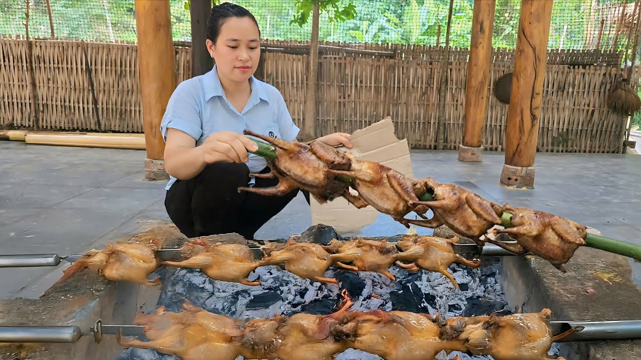 Roast Pigeon Enjoy With Daughter & Maya - Easy Life In Nature | Lý Thị Ca