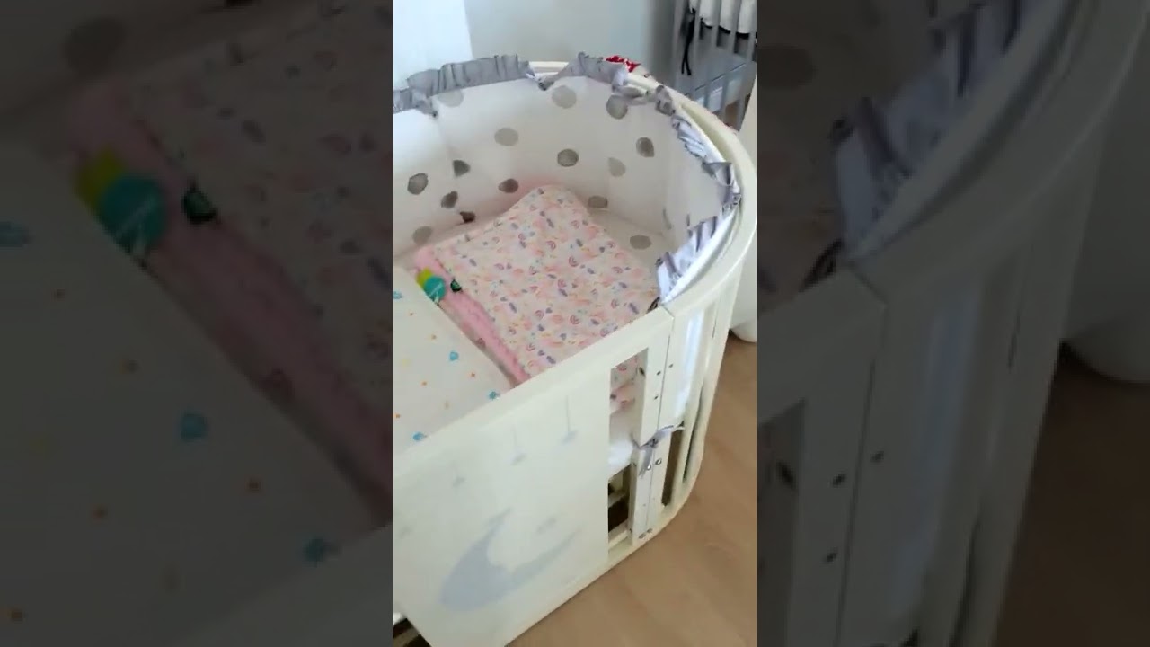 Hot sale multifunctional pine wood round kids' cribs baby rocking crib