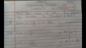 Class 11 ll Chapter Trigonometry Function Ex :- 3.2 ll Question no.5