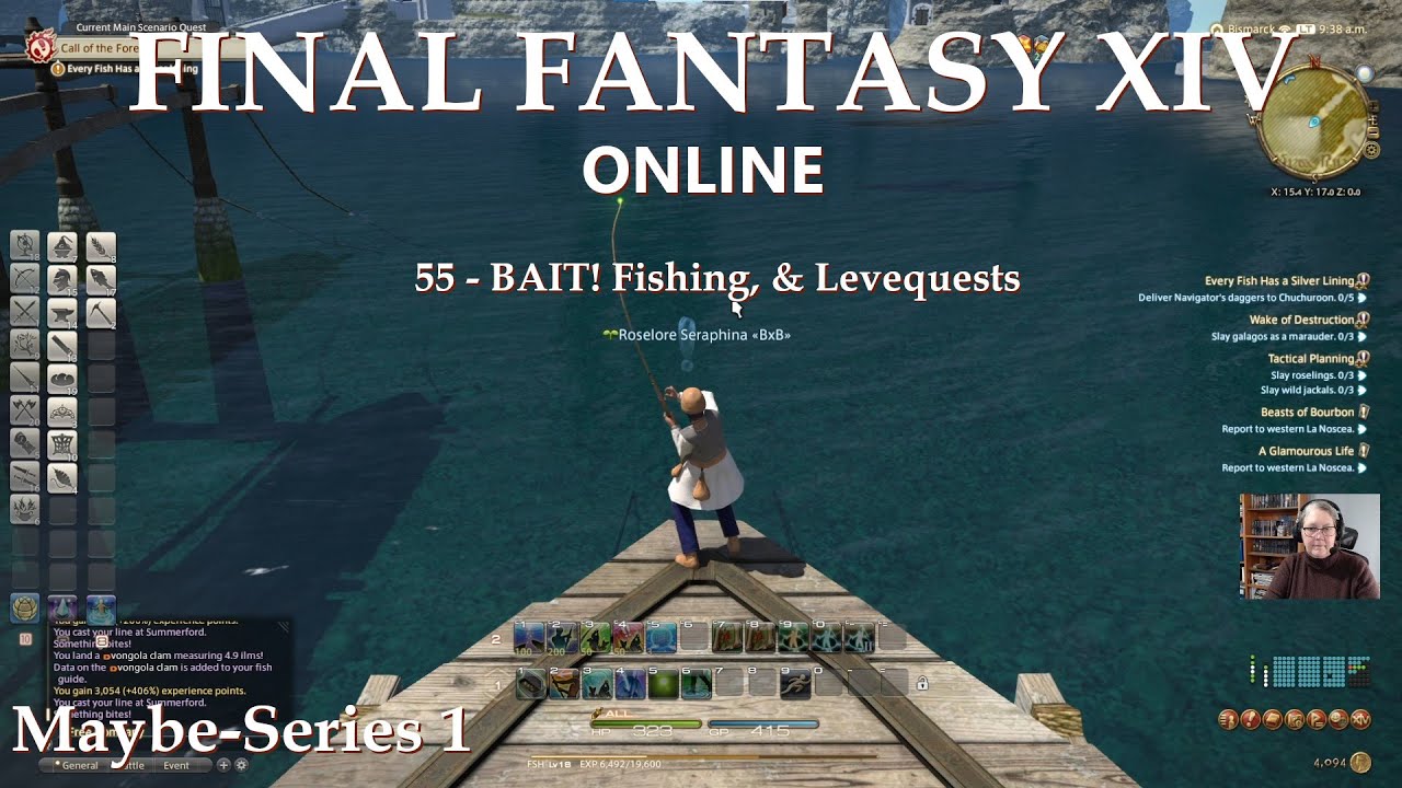 BAIT! Fishing & Levequests FFXIV Online MaybeS1 Roselore Ep.55