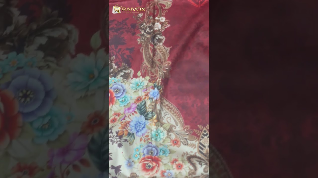 Deep Maroon Floral Zamzam Luxury Lawn Three Piece | 100% Pure Cotton