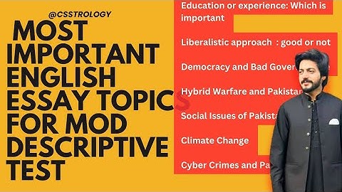 MOD English Essay Topics for 2024 | MOD Descriptive Test Important question | MOD Essays| CSSTROLOGY