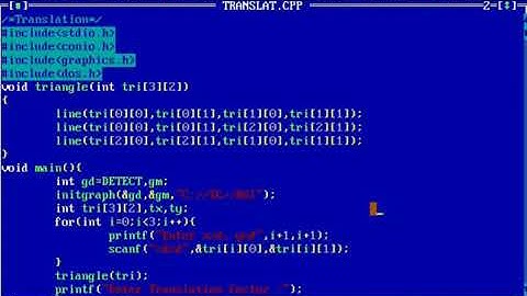 C Graphics : Translation of triangle