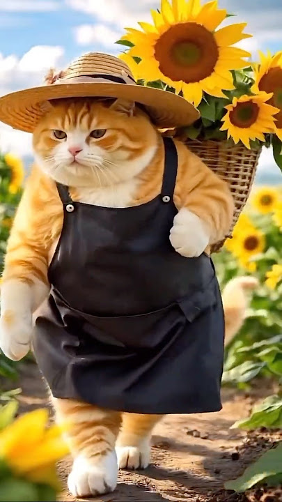 Cat turns a sunflower into Delicious food #aicat #cat #viralvideo