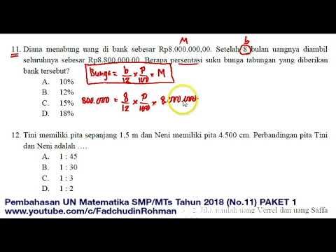 Pembahasan Soal Un Unbk Matematika Smp Tahun 2018 Paket 1 No 11