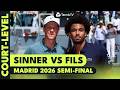 Jannik Sinner vs Arthur Fils at Court-Level View 🔥 | Madrid 2026 Semi-Final Highlights