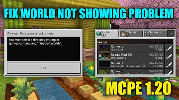 How to Fix World Not Showing Problem in Minecraft 1.20 | Solve Recover World Problem In MCPE