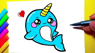 How to draw Kawaii SHARK Unicorn kawaii | Como desenhar TUBARÃO Kawaii ❤ Drawings to Draw
