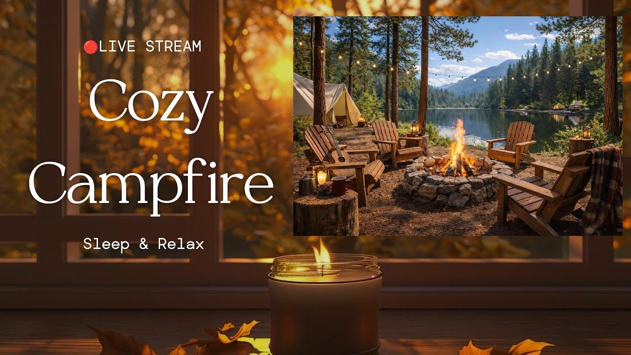Cozy Campfire Live 🔴❄️Winter Camping Ambience for Sleep, Relax & Stress Relief