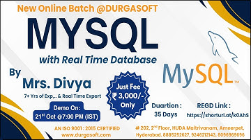 MYSQL with Real Time DataBase Online Training @ DURGASOFT