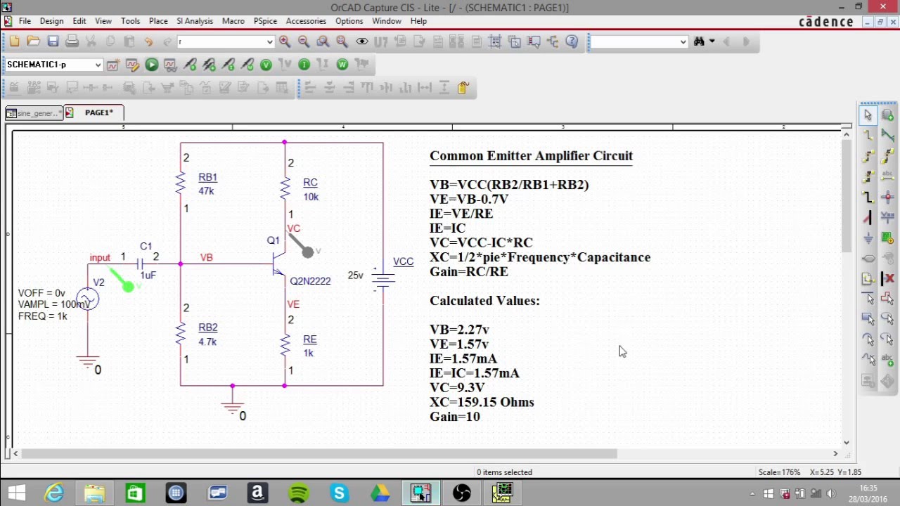 Common Emitter Amplifier Circuit on Pspice - YouTube