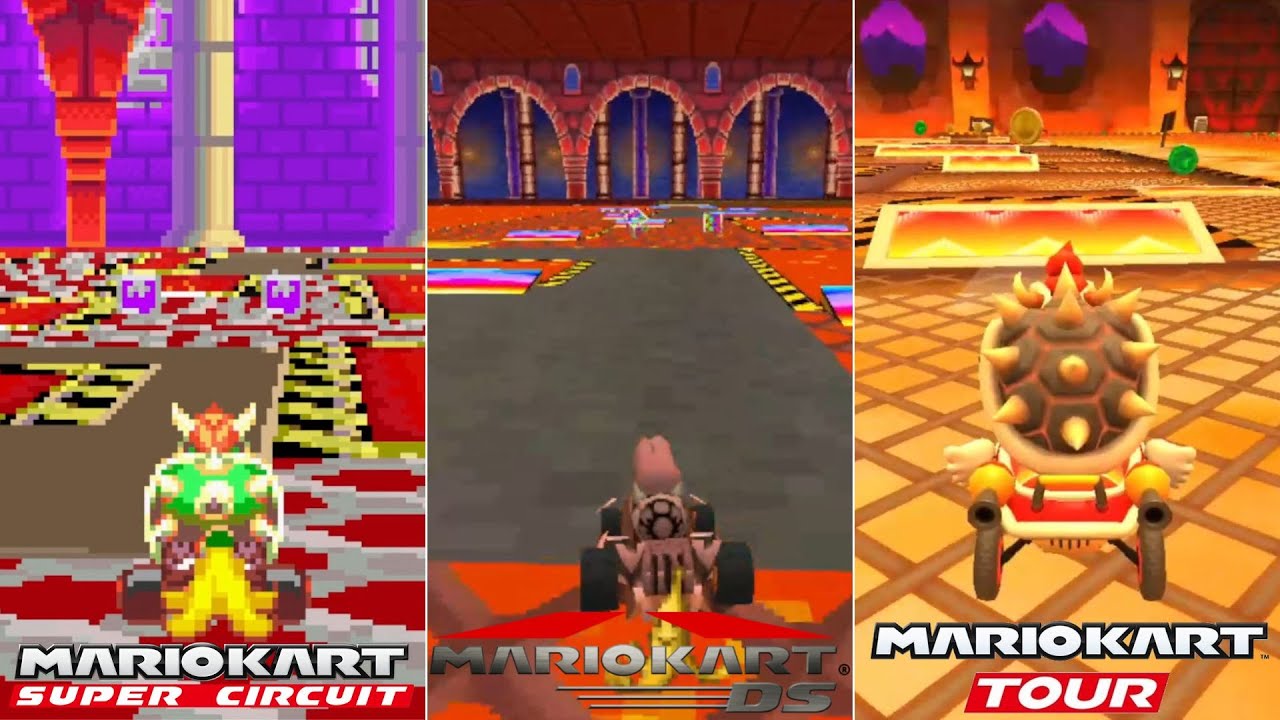 Evolution Of GBA Bowser's Castle 2 Course In Mario Kart Series [2001-2020]