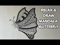 Calming Mandala Butterfly Art | Stress Relief Drawing