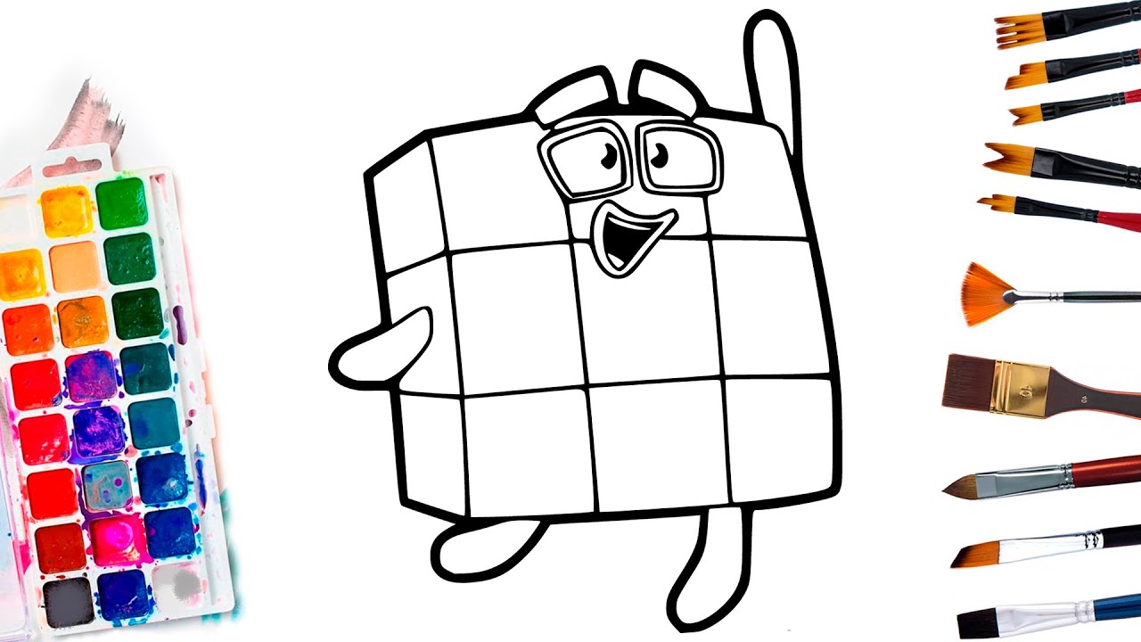 Numberblocks Nine Coloring And Drawing | Numberblocks 9 Coloring Page
