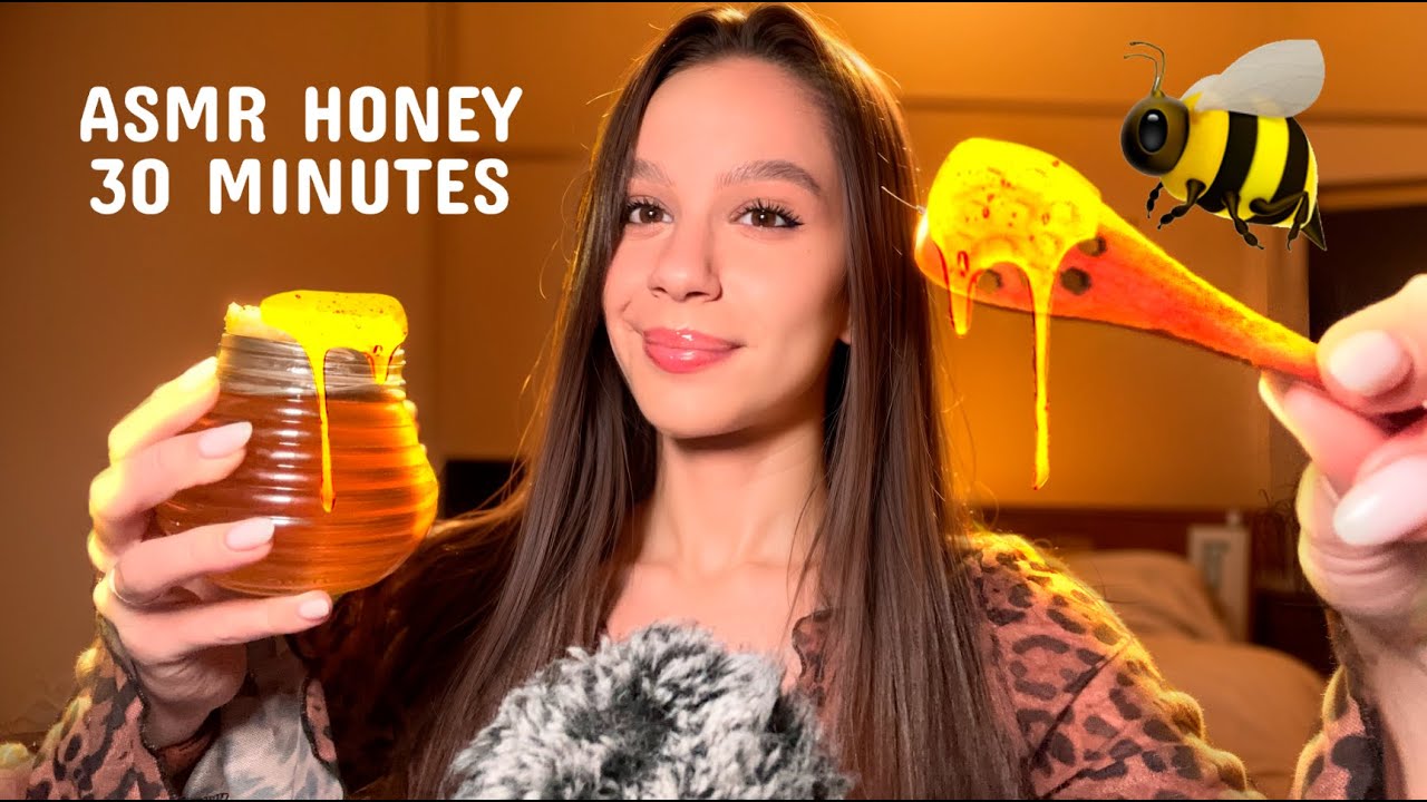 ASMR 🍯 Honey, mouth sounds & tingles (triggers for sleep)🐝