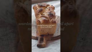 Sourdough brioche garlic rosemary pull apart bread! Full post is up at sourdoughmamaco.com