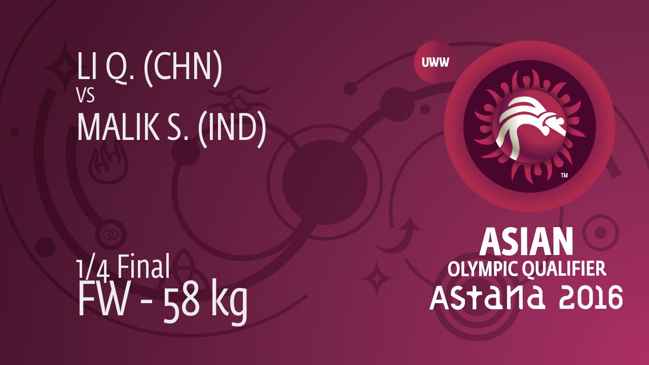 1/4 FW - 58 kg: S. MALIK (IND) df. Q. LI (CHN), 8-2