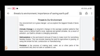Geo ( threats to environment, why saving planet is important and how can we do this?)