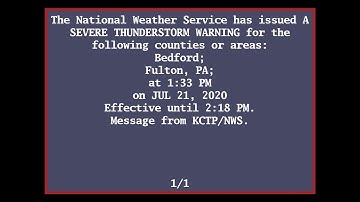 EAS Reenactment Mock: Very dangerous storm over Lake Gordon PA - 07/21/2020