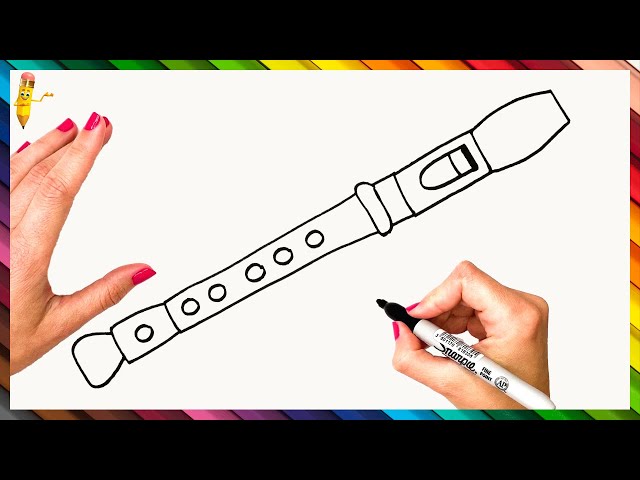 How to draw a Flute  Flute Instrument Easy Draw Tutorial  YouTube