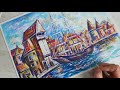 How to paint the Old town by the sea and ships/Как нарисовать старый город у моря и корабли