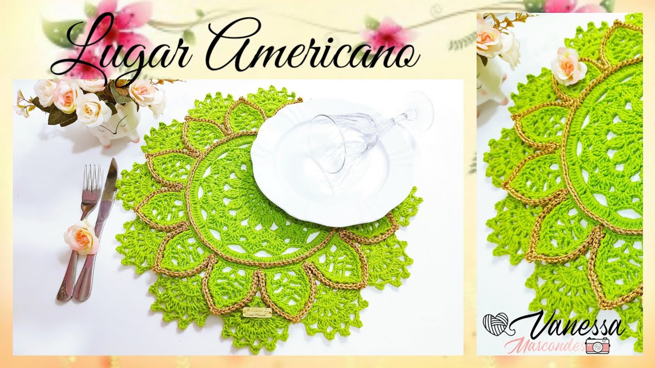 ✨Lugar Americano /Sousplat  de Crochê 💚Mandala do Amor 💚 