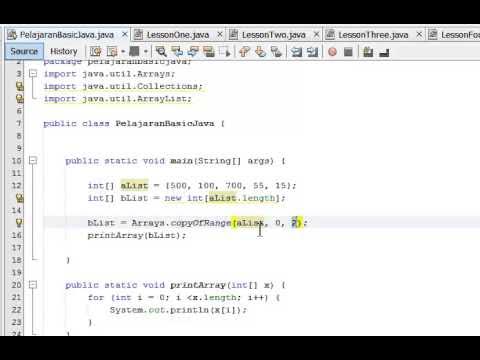 Basic Java 22 pelajaran Arrays arrayscopy() dan copyOfRange() - YouTube