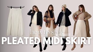 Pleated Midi Skirt x 4 ways | Outfits ideas