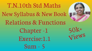 T.N. 10th maths  Exercise - 1.1 Sum - 5  | Relations & Functions|chapter-1 |.