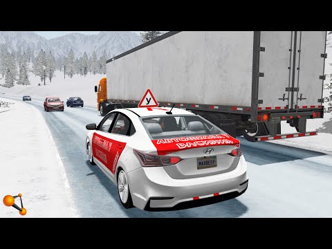 Видео: СМЕРТЕЛЬНЫЙ ОБГОН! УЧЕНИК ВЫЕХАЛ В ГОЛОЛЁД | BeamNG.drive