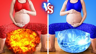 HOT vs COLD Pregnant! Girl On FIRE VS ICY Girl II Funny Pregnancy Situations screenshot 1