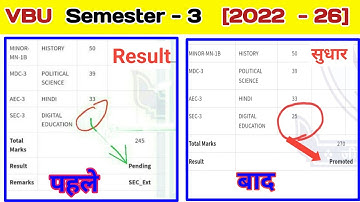 VBU Semester Result में सुधार ll fyugp semester 3 result download karen l semester 3 result 2022 26