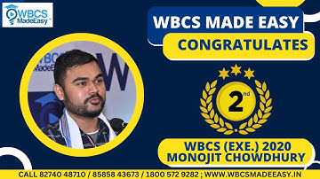 Sri Monojit Chowdhury || WBCS (Executive) Rank 2 || WBCS Exam 2020 || WBCS MADE EASY UTTARAN 2023