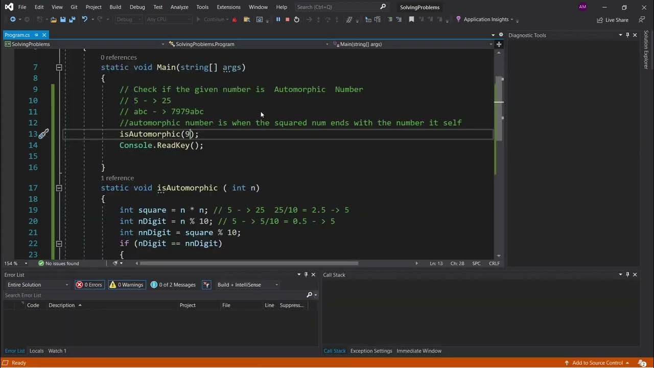 Check if the number is automorphic using C# - YouTube