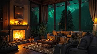 The Sound Of Rain And Thunder For Sleep And Gladdens The Soul | Cozy Living Room