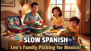 Leo's Family Packing For Mexico! | Easy SLOW Spanish Story for Beginners (A1-A2)