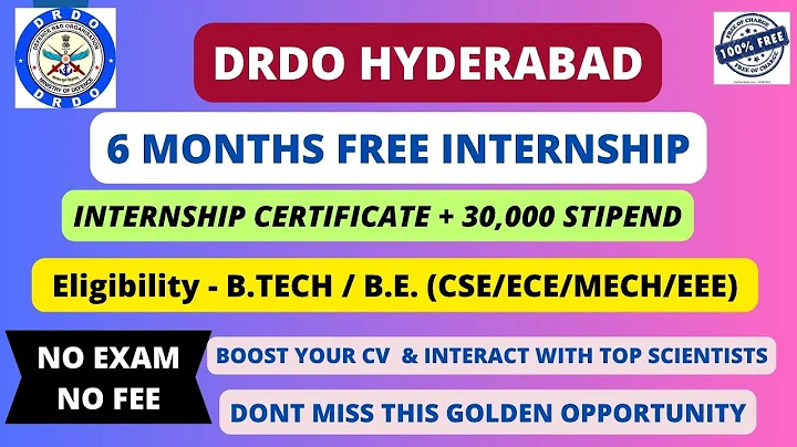 DRDO Hyderabad Internship 2025 | Free 6 Months + ₹30K Stipend | Tech Students Alert!