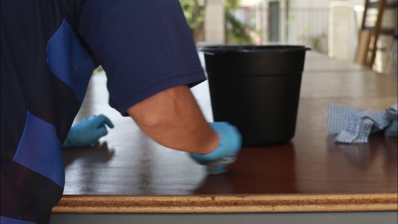 REFINISHING AND WATERPROOFING AN INDUSTRIAL SEWING CUTTING TABLE