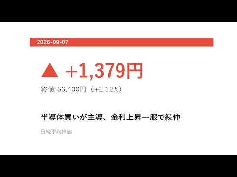 【2026年9月7日】日経平均株価振り返りと展望 #半導体株