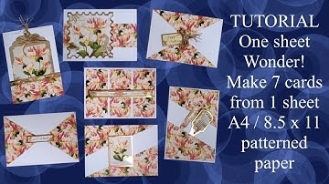 How to Tutorial A4 / 8.5 x 11 One Sheet Wonder make 7 cards from one sheet Batch Charity Card making